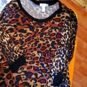 Leopard pattern blouse, 3/4 sleeves